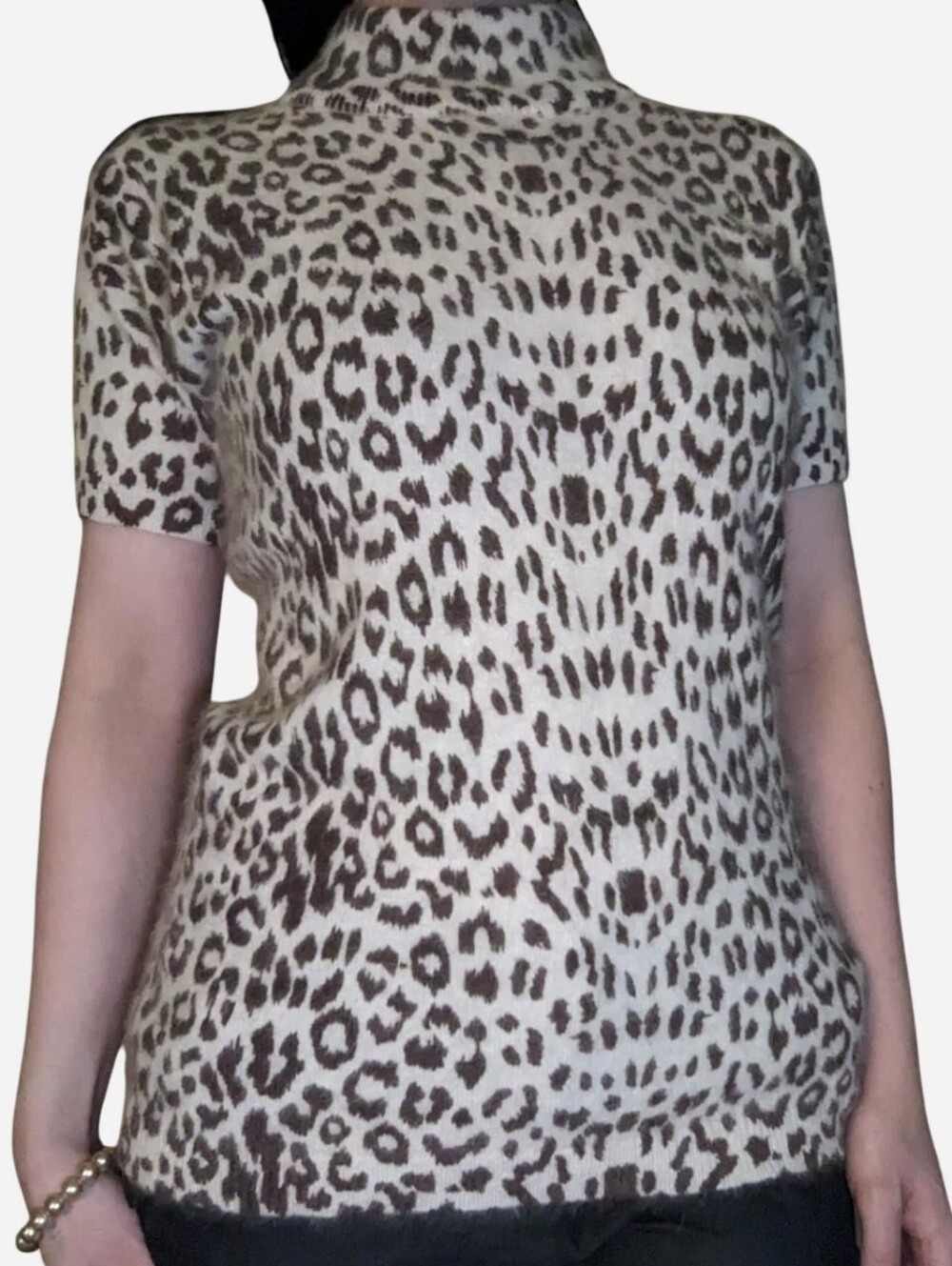 1990s leopard print mock neck sweater